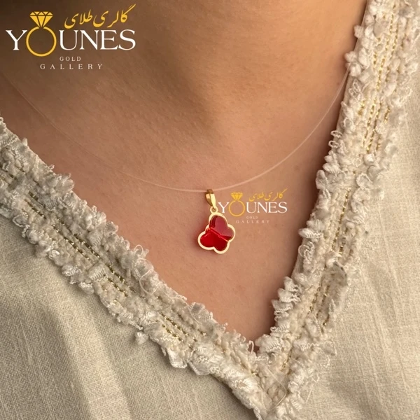 آویز طلا سواروسکی پروانه ای قرمز